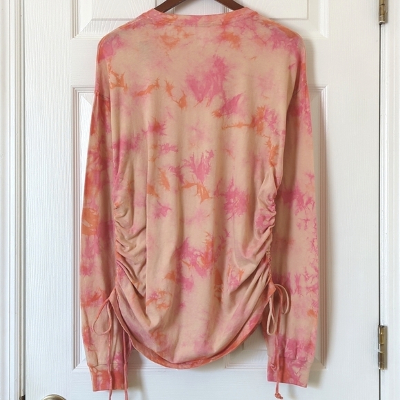 Pink Victoria's Secret Campus Tie Dyed Cinched Side Long Sleeve Crewneck Tee M - Picture 11 of 13